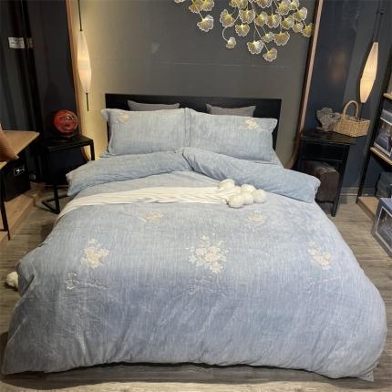 91家纺网 家纺一手货源 找家纺 (总)玖玖爱家纺 2022新款德芙绒绣花四件套