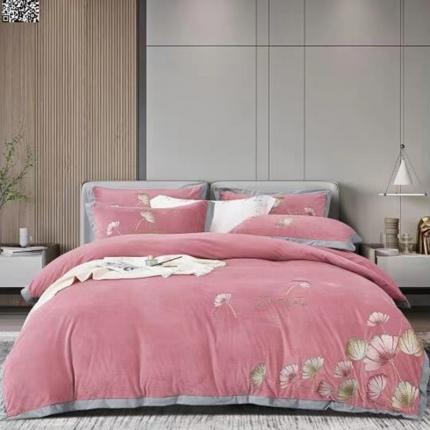 91家纺网 家纺一手货源 找家纺 (总)玖玖爱家纺 2022新款婴肤绒绣花四件套