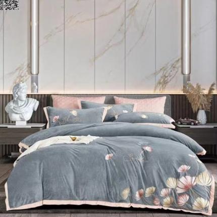 91家纺网 家纺一手货源 找家纺 (总)玖玖爱家纺 2022新款婴肤绒绣花四件套