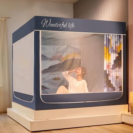 91家纺网 家纺一手货源 找家纺 （总）迪凡保罗2022新款5845大版数码印花遮光帘蚊帐