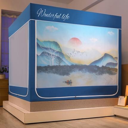 91家纺网 家纺一手货源 找家纺 （总）迪凡保罗2022新款5845大版数码印花遮光帘蚊帐