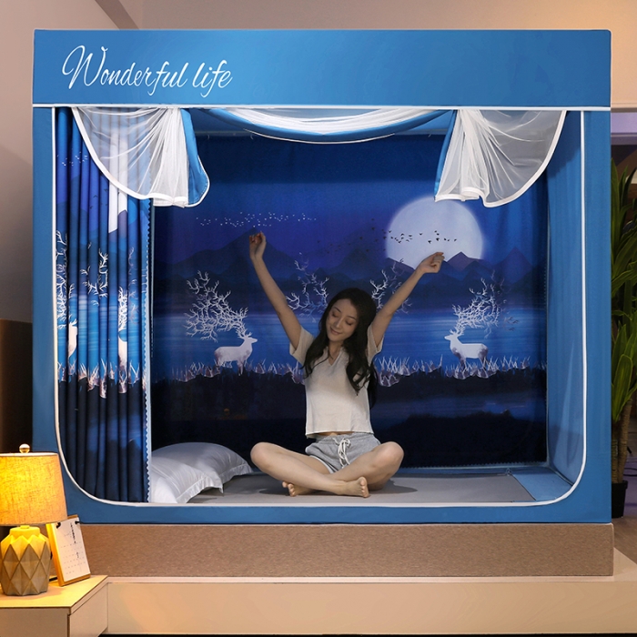 91家纺网 家纺一手货源 找家纺 迪凡保罗2022新款5845大版数码印花遮光帘蚊帐 北欧风情