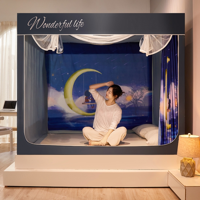 91家纺网 家纺一手货源 找家纺 迪凡保罗2022新款5845大版数码印花遮光帘蚊帐 流星雨