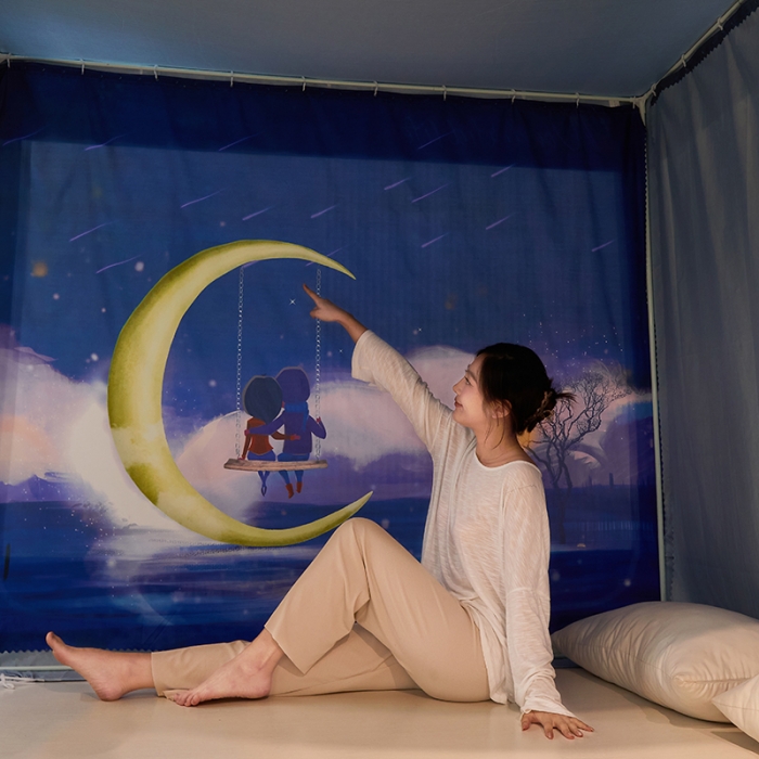 91家纺网 家纺一手货源 找家纺 迪凡保罗2022新款5845大版数码印花遮光帘蚊帐 流星雨