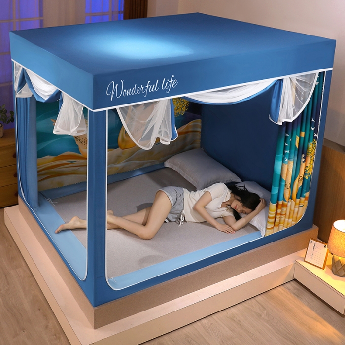 91家纺网 家纺一手货源 找家纺 迪凡保罗2022新款5845大版数码印花遮光帘蚊帐 求爱