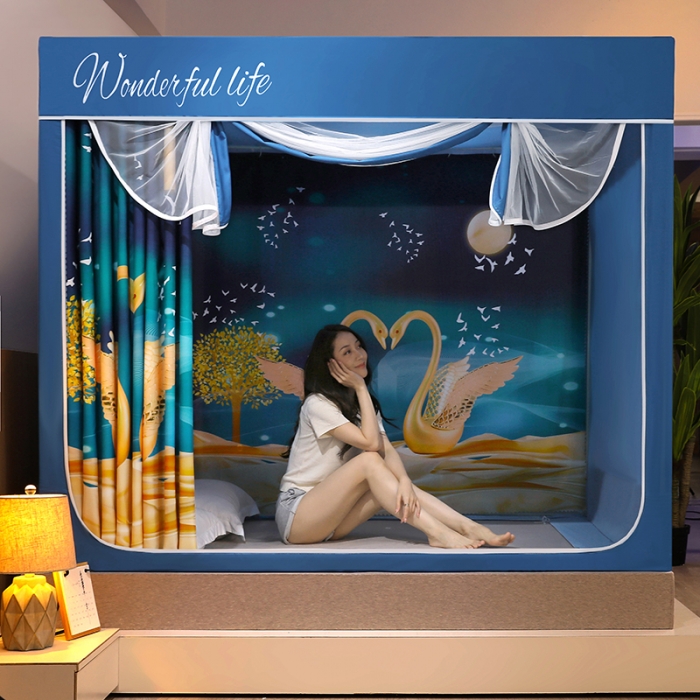 91家纺网 家纺一手货源 找家纺 迪凡保罗2022新款5845大版数码印花遮光帘蚊帐 求爱