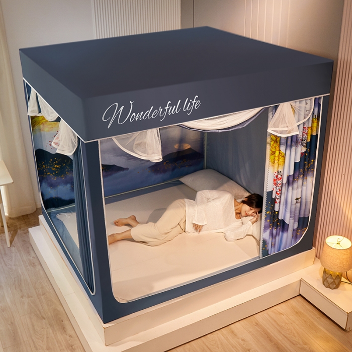 91家纺网 家纺一手货源 找家纺 迪凡保罗2022新款5845大版数码印花遮光帘蚊帐 水漫金山