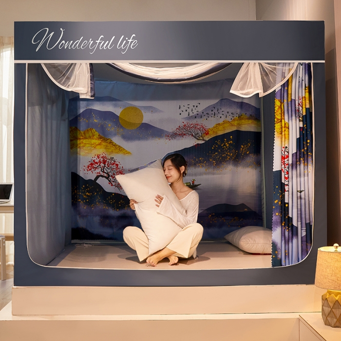 91家纺网 家纺一手货源 找家纺 迪凡保罗2022新款5845大版数码印花遮光帘蚊帐 水漫金山