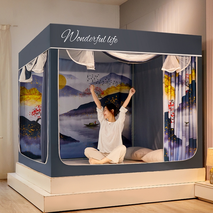 91家纺网 家纺一手货源 找家纺 迪凡保罗2022新款5845大版数码印花遮光帘蚊帐 水漫金山