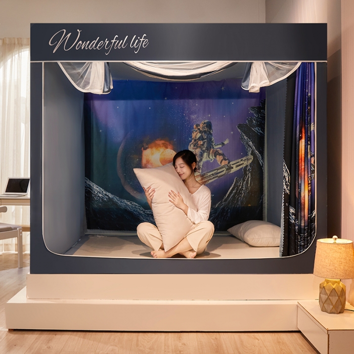 91家纺网 家纺一手货源 找家纺 迪凡保罗2022新款5845大版数码印花遮光帘蚊帐 太空之旅