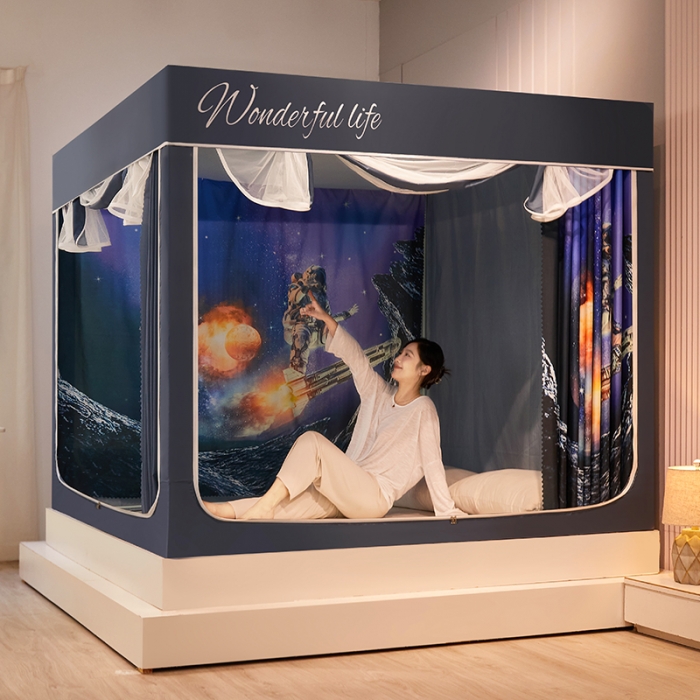 91家纺网 家纺一手货源 找家纺 迪凡保罗2022新款5845大版数码印花遮光帘蚊帐 太空之旅