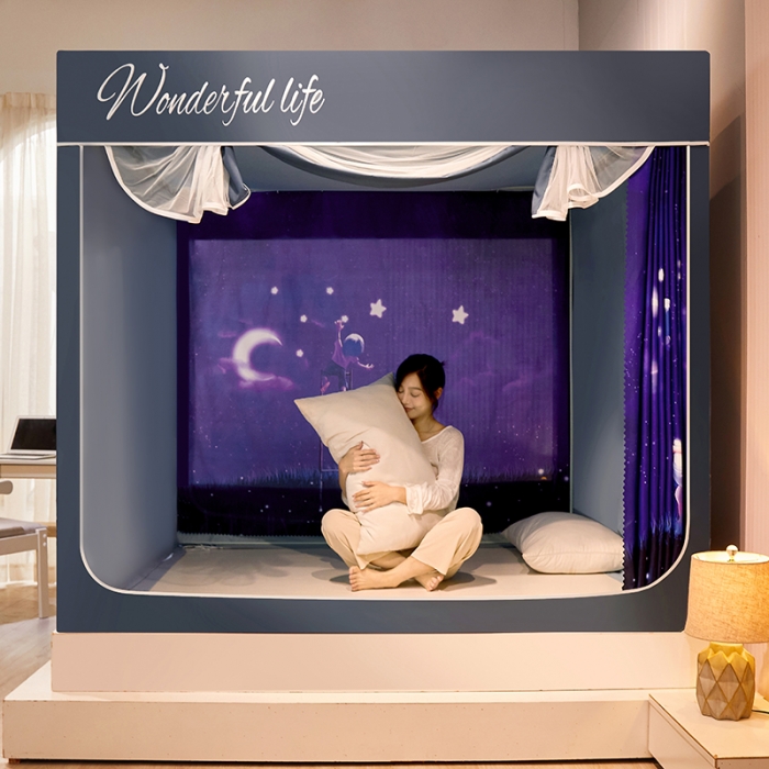 91家纺网 家纺一手货源 找家纺 迪凡保罗2022新款5845大版数码印花遮光帘蚊帐 徒手摘星