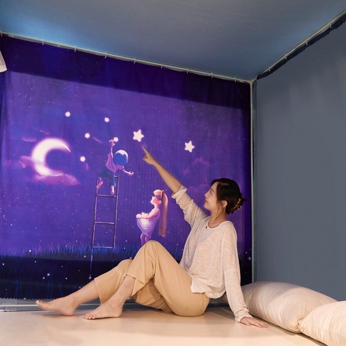 91家纺网 家纺一手货源 找家纺 迪凡保罗2022新款5845大版数码印花遮光帘蚊帐 徒手摘星