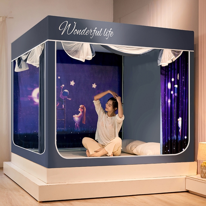 91家纺网 家纺一手货源 找家纺 迪凡保罗2022新款5845大版数码印花遮光帘蚊帐 徒手摘星