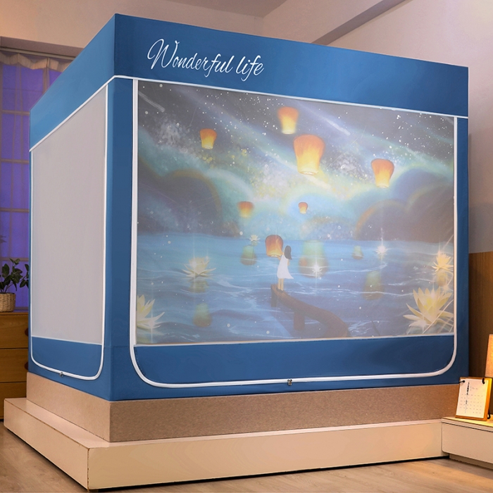 91家纺网 家纺一手货源 找家纺 迪凡保罗2022新款5845大版数码印花遮光帘蚊帐 许愿灯