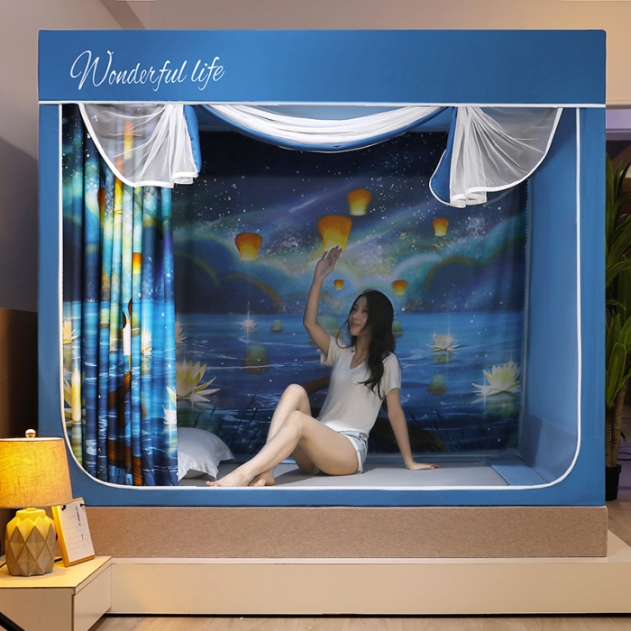 91家纺网 家纺一手货源 找家纺 迪凡保罗2022新款5845大版数码印花遮光帘蚊帐 许愿灯