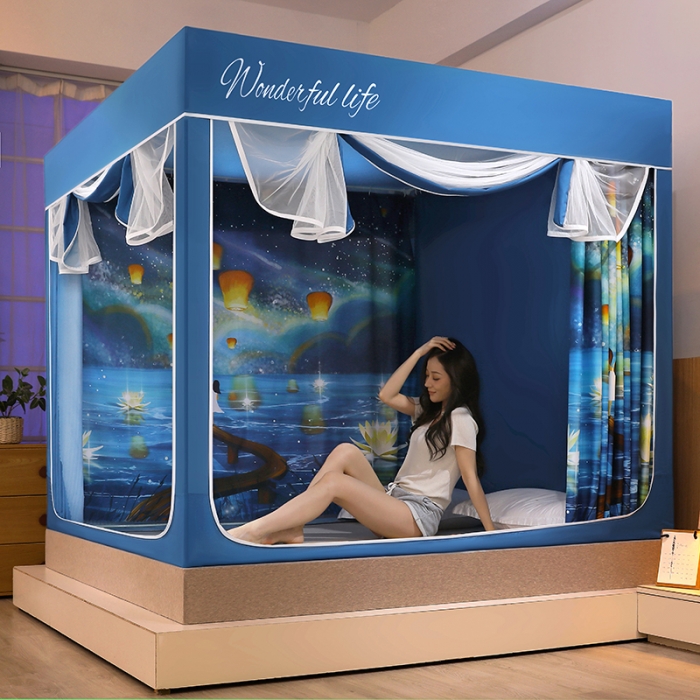 91家纺网 家纺一手货源 找家纺 迪凡保罗2022新款5845大版数码印花遮光帘蚊帐 许愿灯