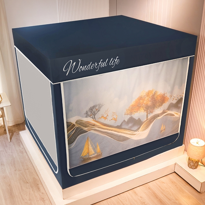 91家纺网 家纺一手货源 找家纺 迪凡保罗2022新款5845大版数码印花遮光帘蚊帐 一帆风顺