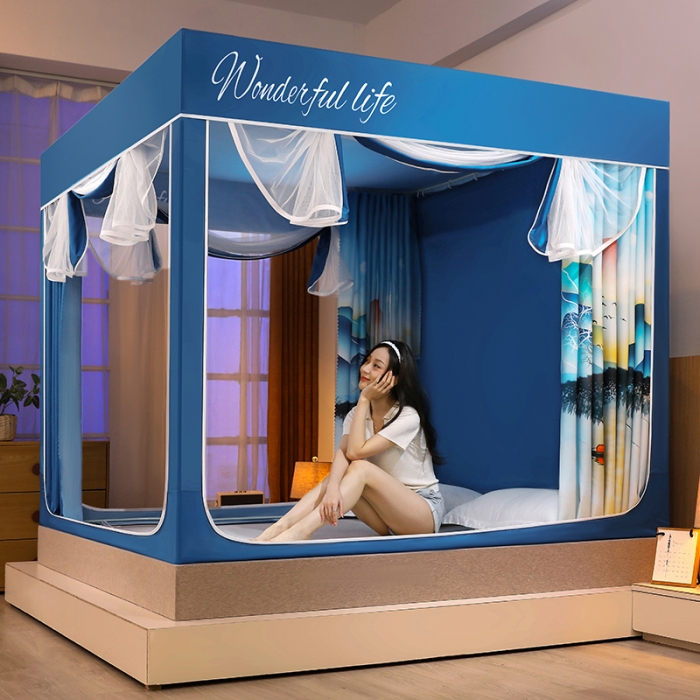 91家纺网 家纺一手货源 找家纺 迪凡保罗2022新款5845大版数码印花遮光帘蚊帐 忆江南