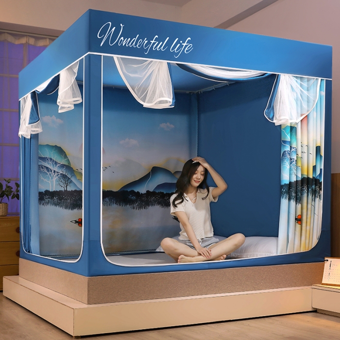 91家纺网 家纺一手货源 找家纺 迪凡保罗2022新款5845大版数码印花遮光帘蚊帐 忆江南