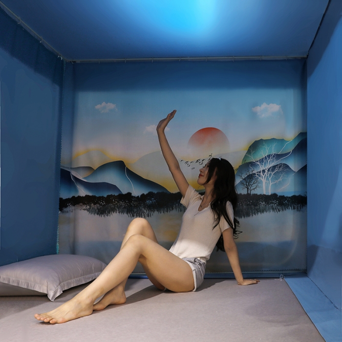 91家纺网 家纺一手货源 找家纺 迪凡保罗2022新款5845大版数码印花遮光帘蚊帐 忆江南