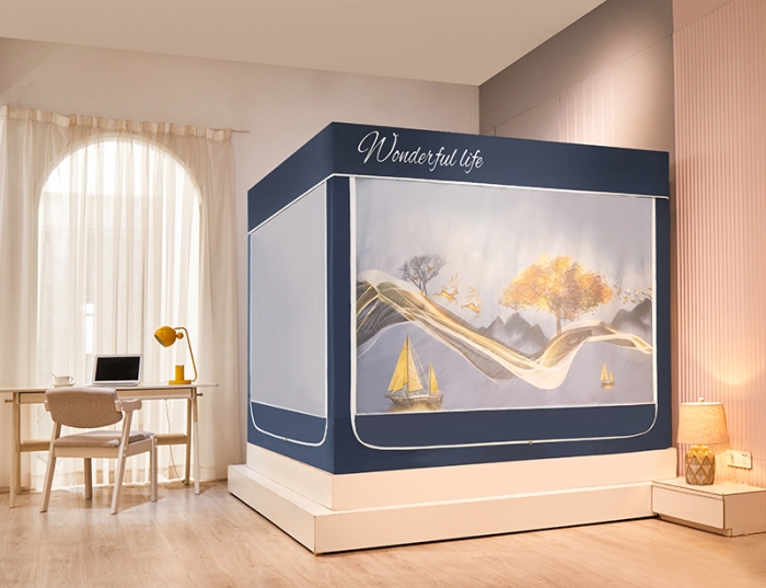 91家纺网 家纺一手货源 找家纺 迪凡保罗2022新款5845大版数码印花遮光帘蚊帐 一帆风顺