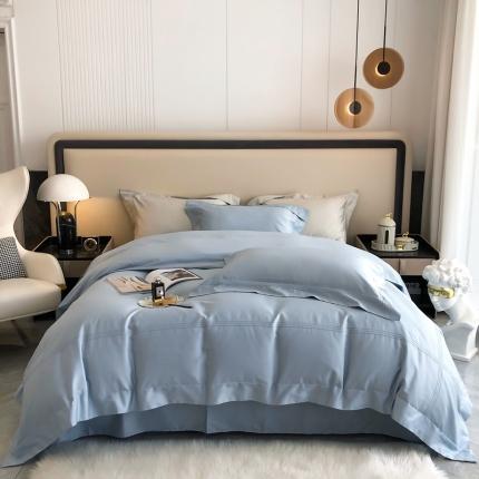 91家纺网 家纺一手货源 找家纺 馨蕊 2022新款100支长绒棉四件套-简系列 简-海蓝