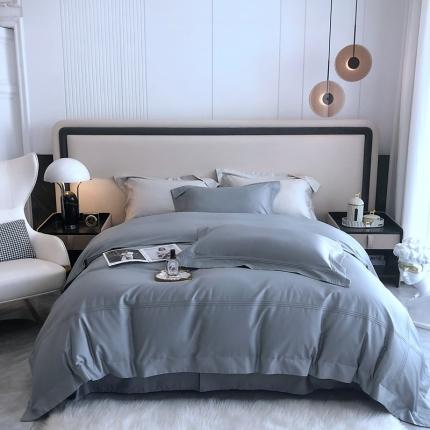 馨蕊 2022新款100支长绒棉四件套-简系列 简-灰湖绿