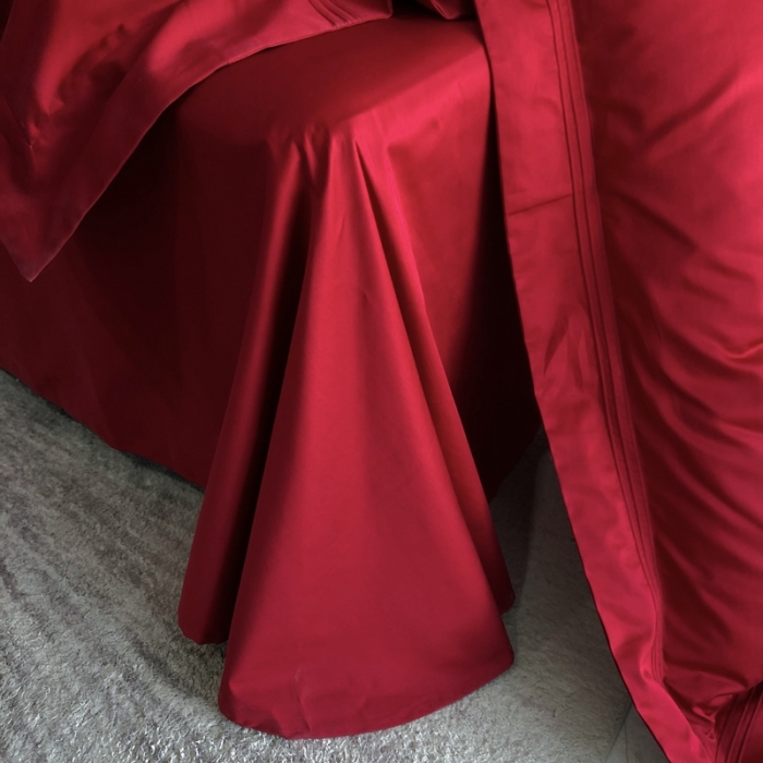 91家纺网 家纺一手货源 找家纺 馨蕊 2022新款100支长绒棉四件套-简系列 简-温莎红