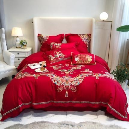 91家纺网 家纺一手货源 找家纺 馨蕊 2022新款全棉提花140支四件套青梅竹马