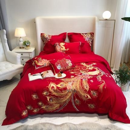 馨蕊 2022新款全棉提花140支四件套祥龙喜凤