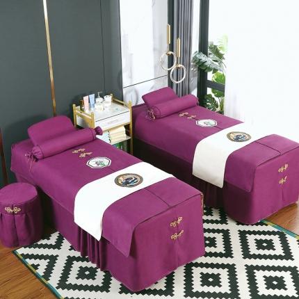 贝织梦家纺 2021新款雪芙尼美容床罩系列套件-兰花 兰花-紫色
