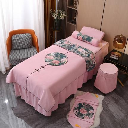 贝织梦家纺 2021新款雪芙尼美容床罩系列套件-中国梦 中国梦-粉