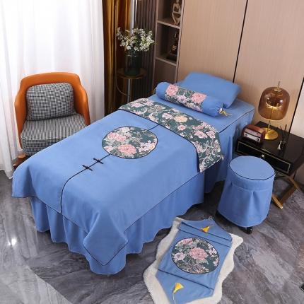 贝织梦家纺 2021新款雪芙尼美容床罩系列套件-中国梦 中国梦-天蓝