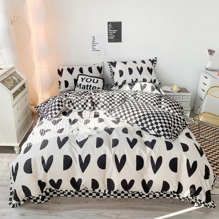 91家纺网 家纺一手货源 找家纺 澳萝拉 2022新款全棉印花花边四件套 点点心动