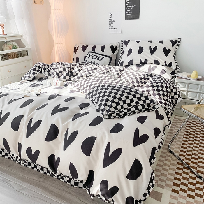 91家纺网 家纺一手货源 找家纺 澳萝拉 2022新款全棉印花花边四件套 点点心动