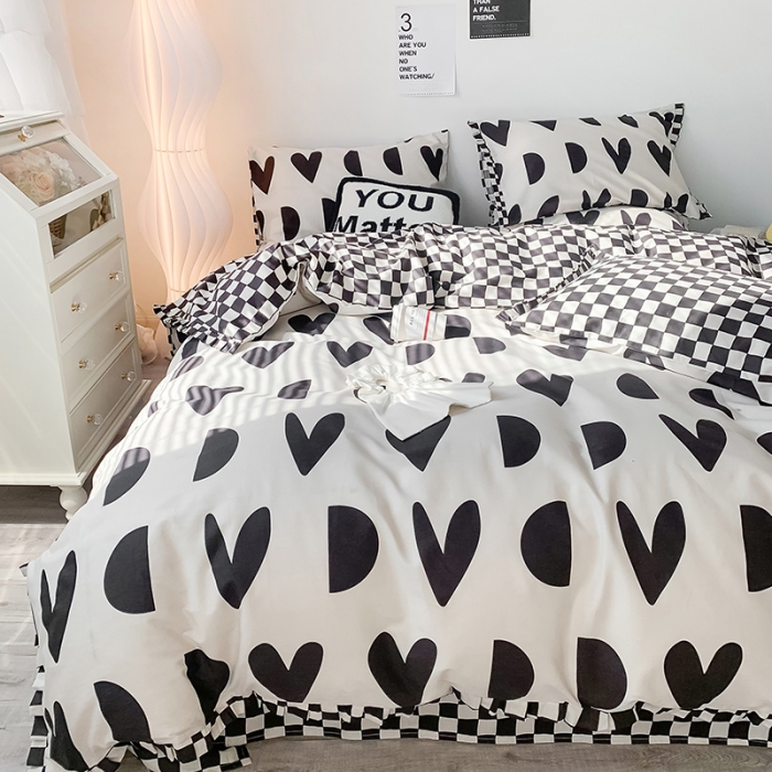 91家纺网 家纺一手货源 找家纺 澳萝拉 2022新款全棉印花花边四件套 点点心动