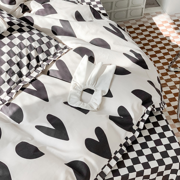 91家纺网 家纺一手货源 找家纺 澳萝拉 2022新款全棉印花花边四件套 点点心动