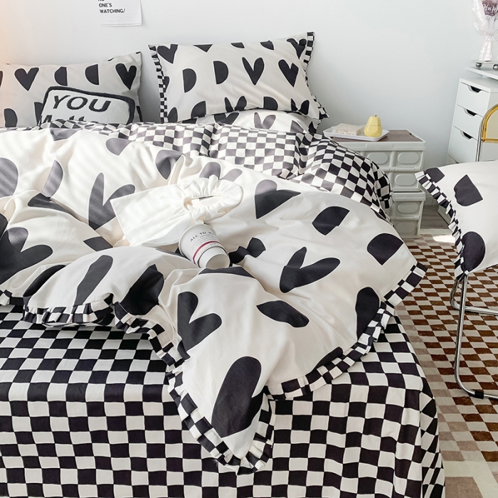 91家纺网 家纺一手货源 找家纺 澳萝拉 2022新款全棉印花花边四件套 点点心动