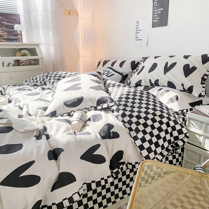 91家纺网 家纺一手货源 找家纺 澳萝拉 2022新款全棉印花花边四件套 点点心动