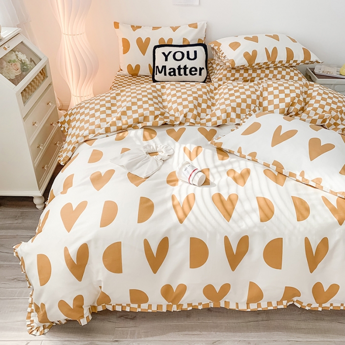 91家纺网 家纺一手货源 找家纺 澳萝拉 2022新款全棉印花花边四件套 萌系甜心