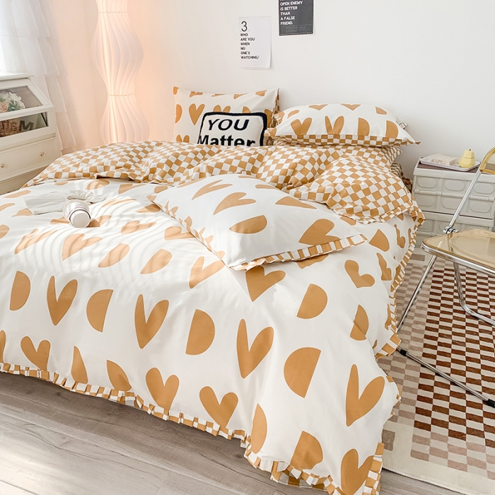 91家纺网 家纺一手货源 找家纺 澳萝拉 2022新款全棉印花花边四件套 萌系甜心