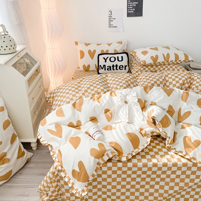 91家纺网 家纺一手货源 找家纺 澳萝拉 2022新款全棉印花花边四件套 萌系甜心