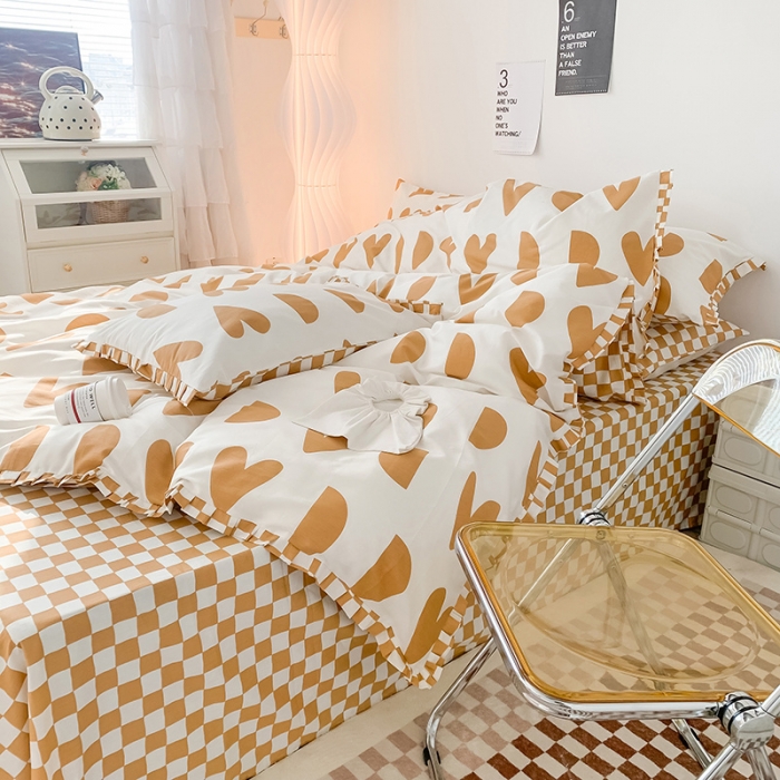 91家纺网 家纺一手货源 找家纺 澳萝拉 2022新款全棉印花花边四件套 萌系甜心