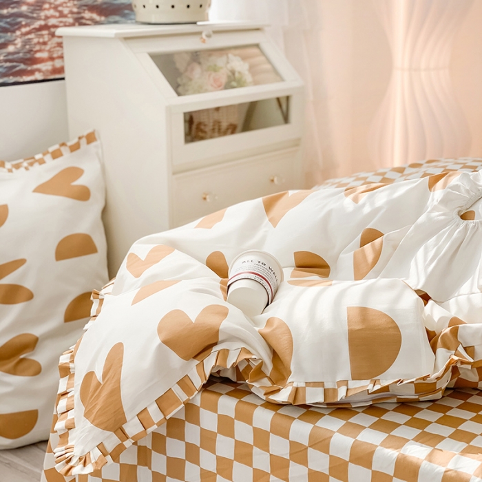 91家纺网 家纺一手货源 找家纺 澳萝拉 2022新款全棉印花花边四件套 萌系甜心