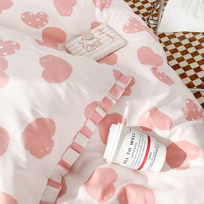 91家纺网 家纺一手货源 找家纺 澳萝拉 2022新款全棉印花花边四件套 心动初恋