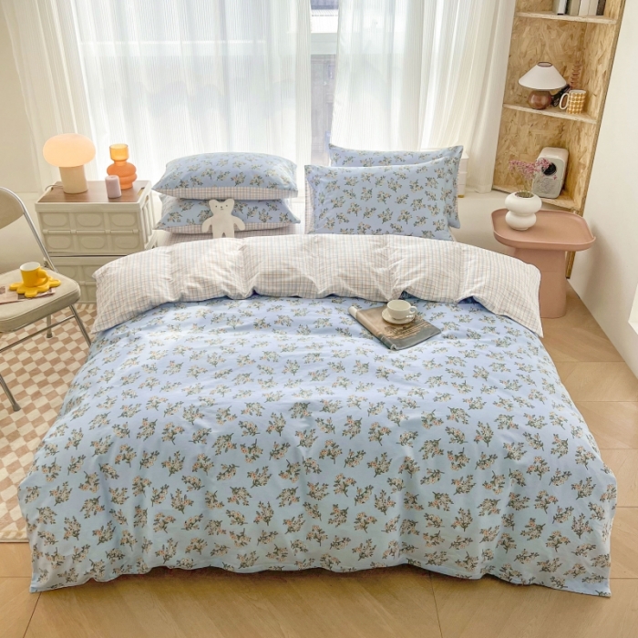 91家纺网 家纺一手货源 找家纺 感遇家纺 2022新款全棉印花四件套 花晓