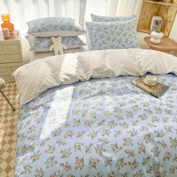 91家纺网 家纺一手货源 找家纺 感遇家纺 2022新款全棉印花四件套 花晓