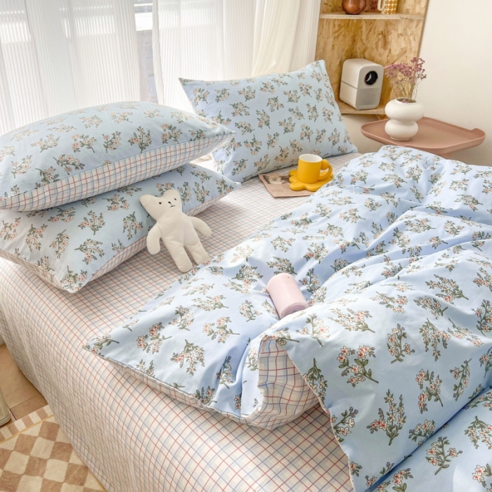 91家纺网 家纺一手货源 找家纺 感遇家纺 2022新款全棉印花四件套 花晓