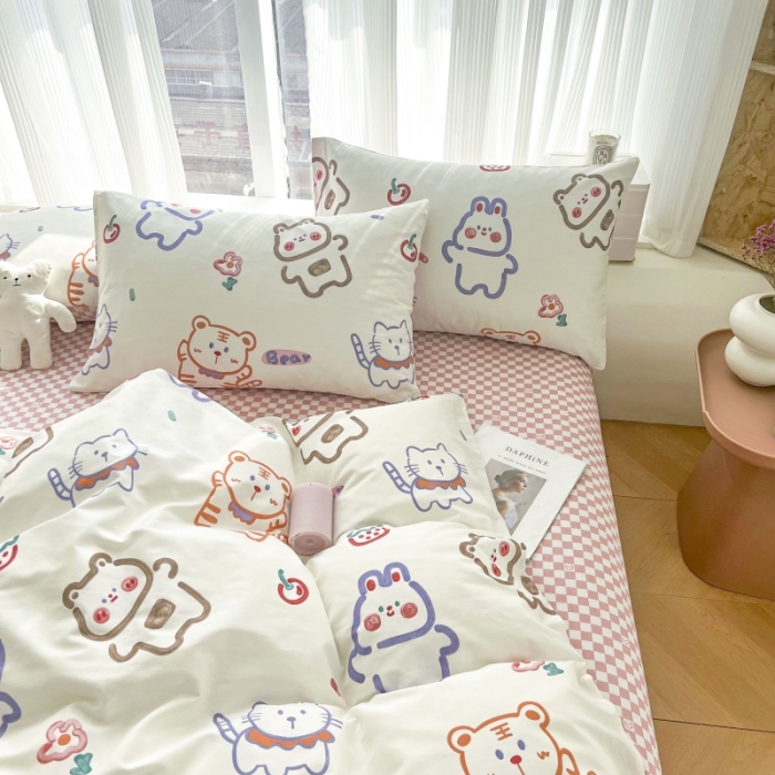 91家纺网 家纺一手货源 找家纺 感遇家纺 2022新款全棉印花四件套 萌宠